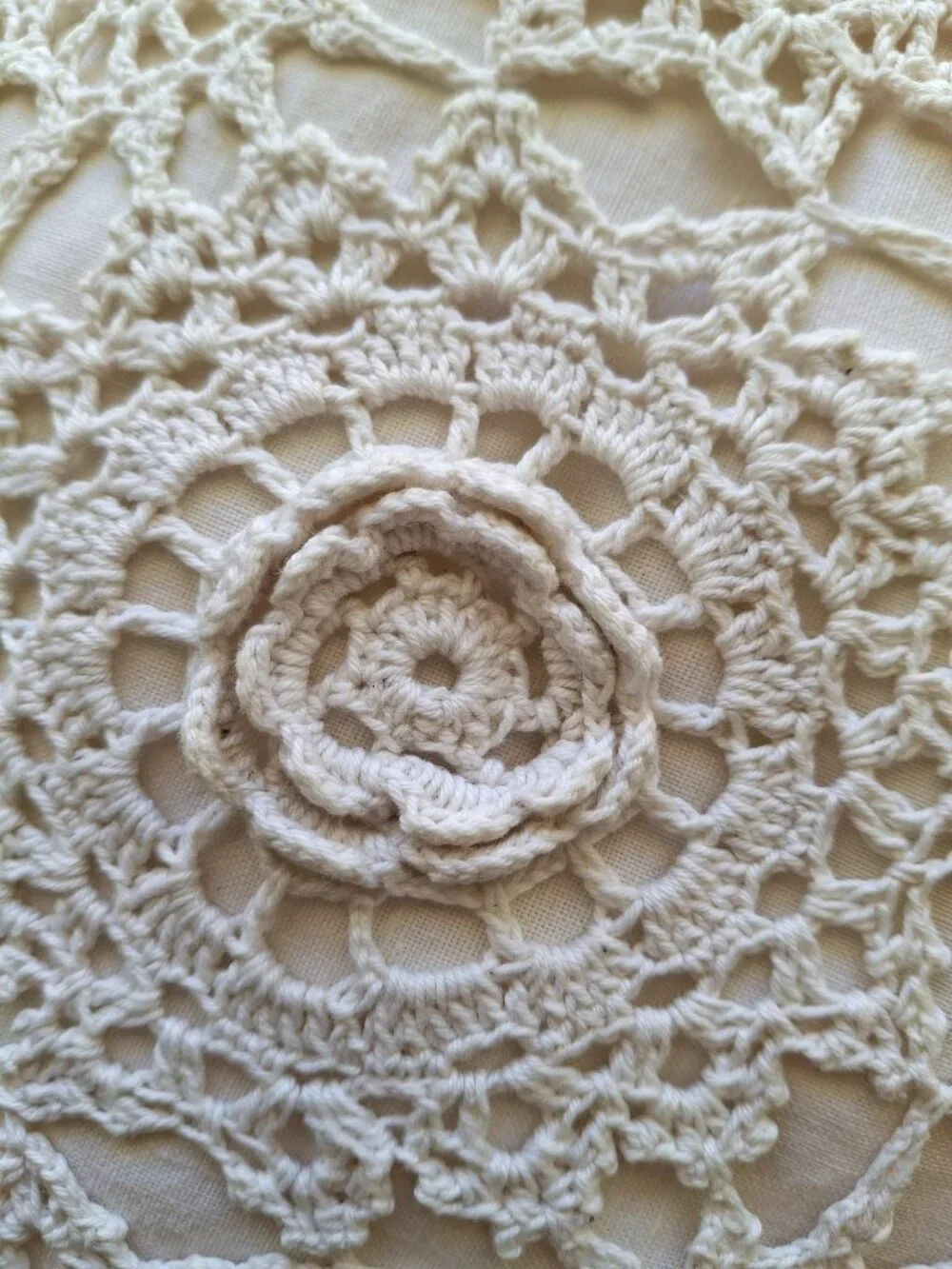 Vintage Keeco Crochet Rosette Pillow Shams Set of 2 Cream Ivory 100% Cotton